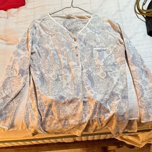 COT’N White Light Blue and Gray Paisley Women's Pajamas